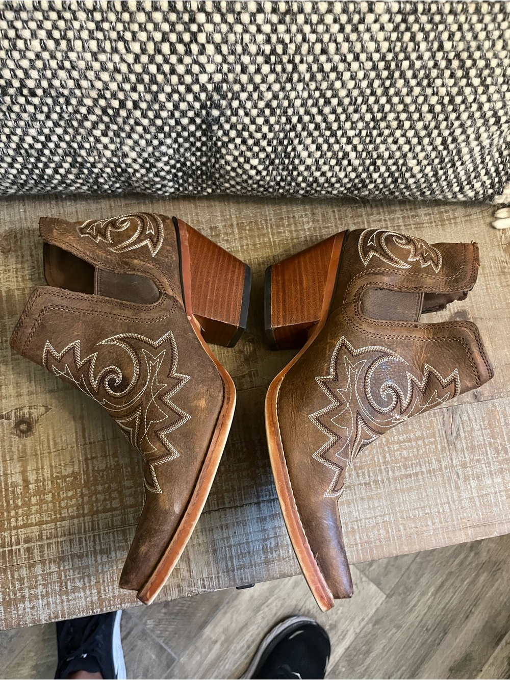 Brown Western Cutout Ankle Boots - Women - Picture 1 of 10